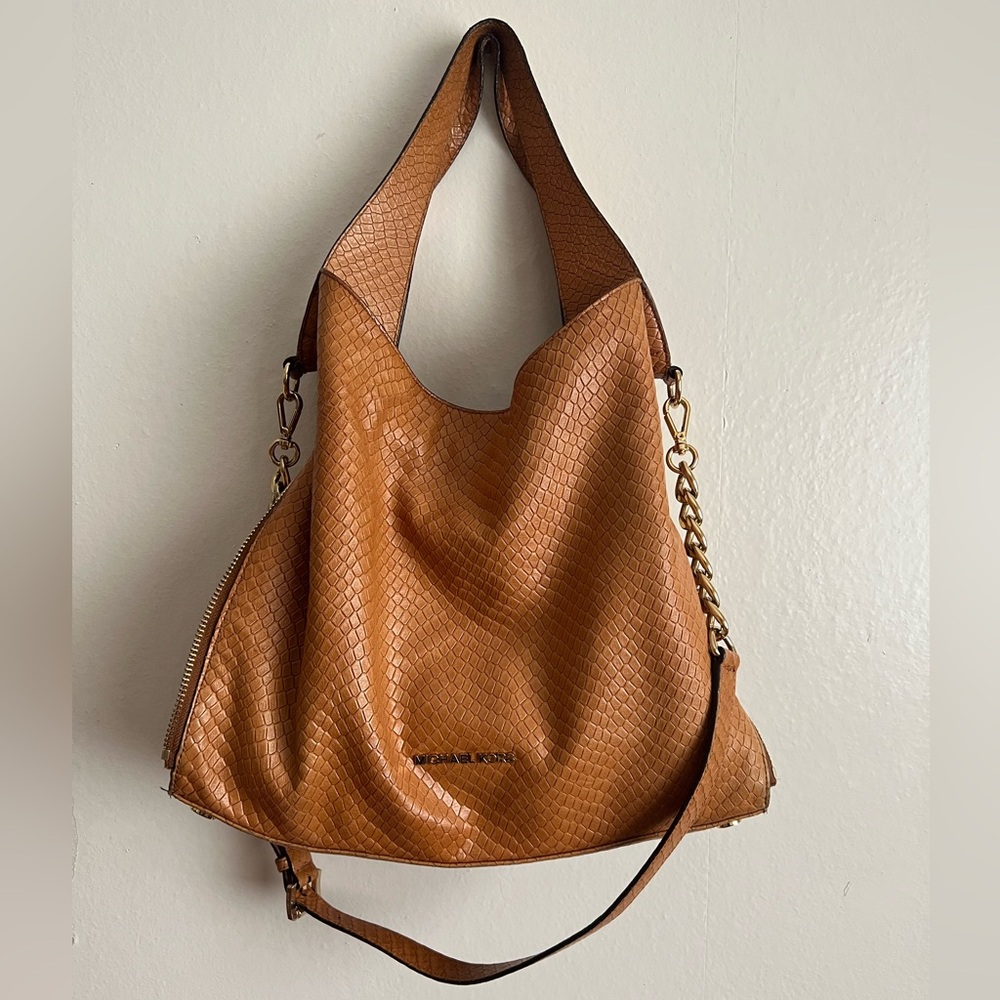 Michael Kors Embossed Shoulder Bag | Color: Luggage
